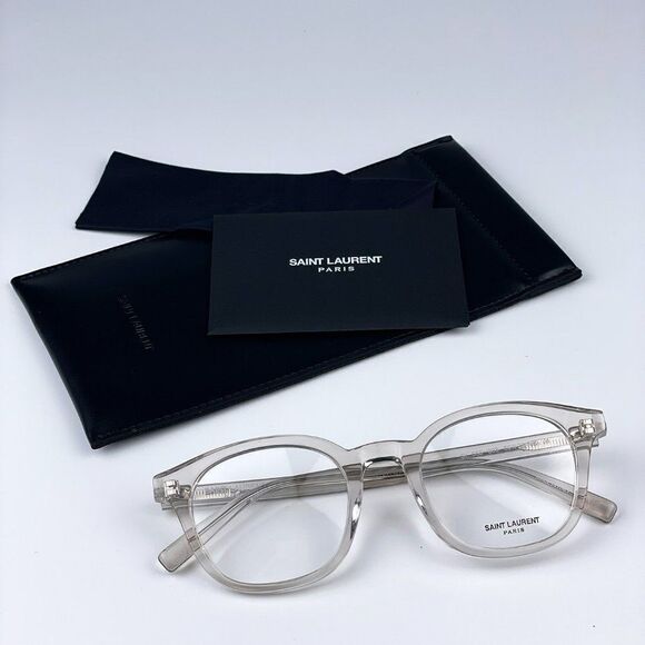 NEW Saint Laurent SL588 003 Beige Clear Transparent Square Women Eyeglasses - Picture 1 of 11